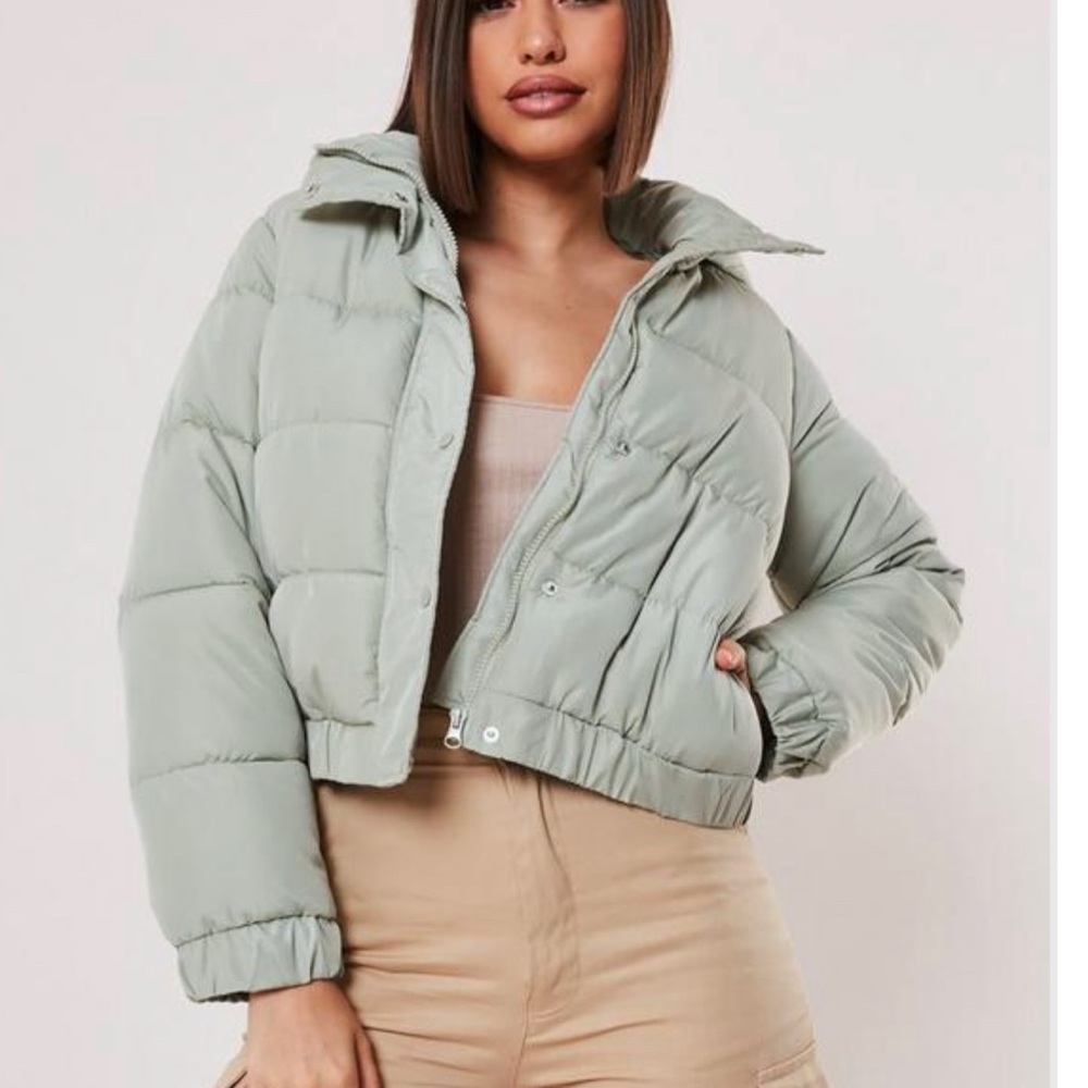 Mint sage green puffer coat